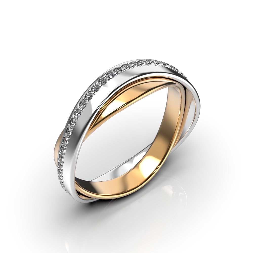 Mixed Metals Diamond Wedding Ring 223402421