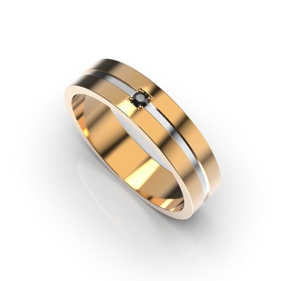 Обручальное кольцо с комбинированных металлов, с бриллиантом 221512422 от производителя ювелирных украшений LUNET JEWELLERY по цене 29 484 грн грн.