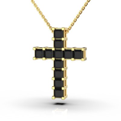 Кольє "Хрестик" з жовтого золота, з діамантами 118023122 від виробника ювелірних прикрас LUNET JEWELLERY по ціні 43 168 грн грн.
