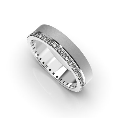 Обручальное кольцо с белого золота, с бриллиантами 216151121 от производителя ювелирных украшений LUNET JEWELLERY по цене $712 грн.