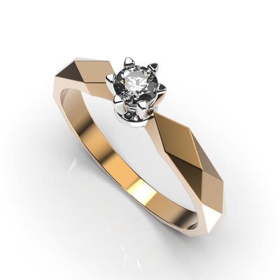 Каблучка з комбінованих металів, з діамантом 219572421 від виробника ювелірних прикрас LUNET JEWELLERY по ціні 21 572 грн грн.