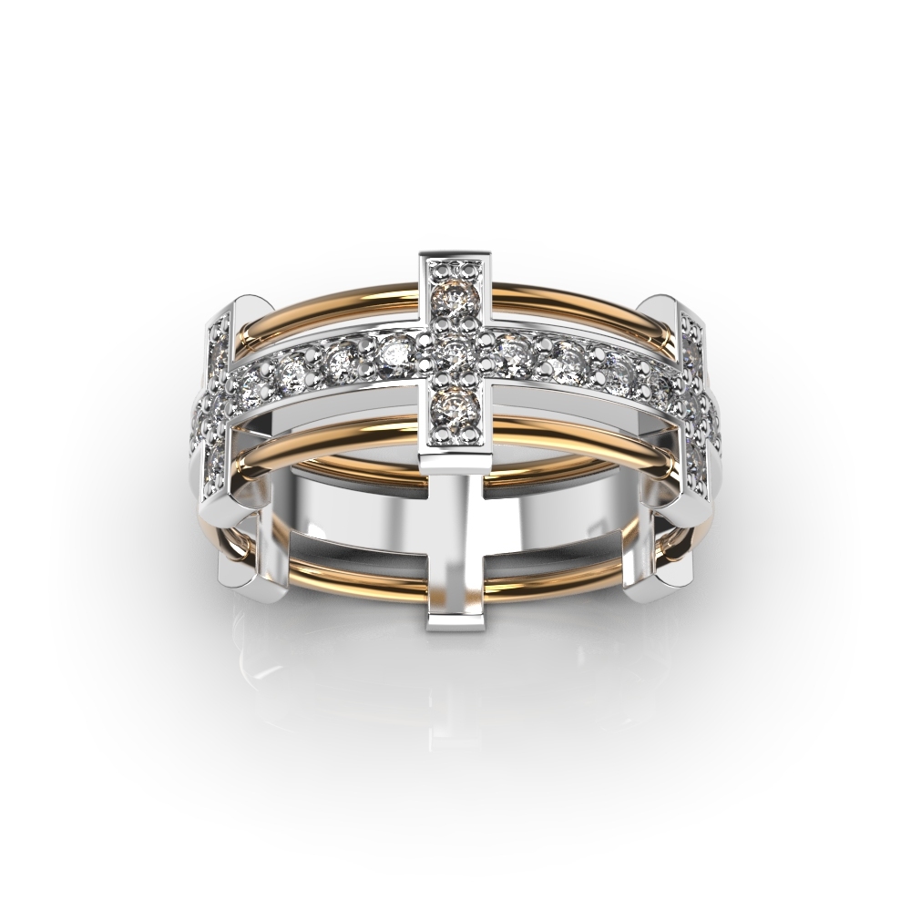 Mixed Metals Diamond Wedding Ring 214341121