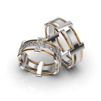 Обручка з комбінованих металів, з діамантами 214341121 від виробника ювелірних прикрас LUNET JEWELLERY по ціні 50 954 грн грн.