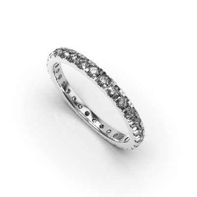Обручальное кольцо с белого золота, с бриллиантами 220971121 от производителя ювелирных украшений LUNET JEWELLERY по цене $1 262 грн.