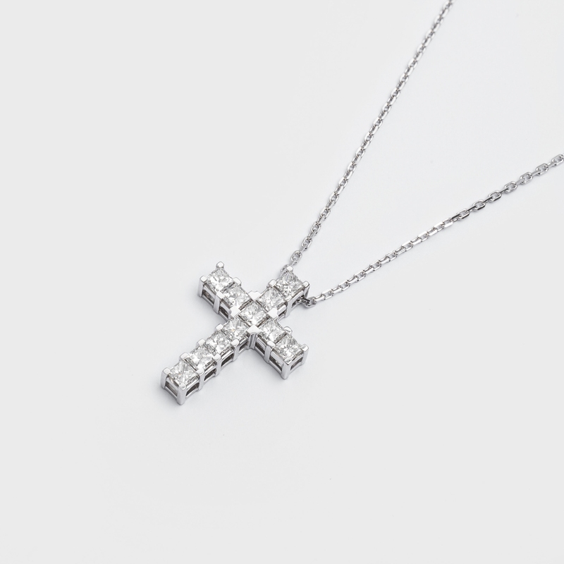 Buy White Gold Diamond Cross with Chainlet 125101121 7255 Lunet