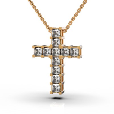 Red Gold Diamond Cross with Chainlet 125122421 from the manufacturer of jewelry LUNET JEWELERY at the price of $1 552 UAH.