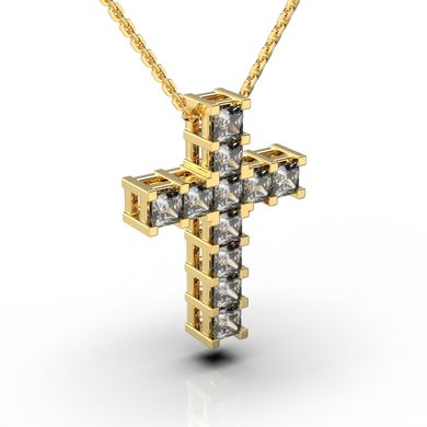 Кольє "Хрестик" з жовтого золота, з діамантами 125113121 від виробника ювелірних прикрас LUNET JEWELLERY по ціні 56 648 грн грн.
