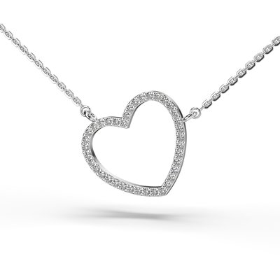 Кольє "Серце" з білого золота, з діамантами 110131121 від виробника ювелірних прикрас LUNET JEWELLERY по ціні 17 556 грн грн.