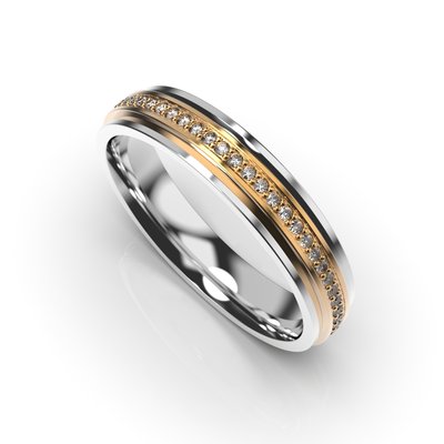 Обручальное кольцо с комбинированных металлов, с бриллиантами 223901121 от производителя ювелирных украшений LUNET JEWELLERY по цене $598 грн.