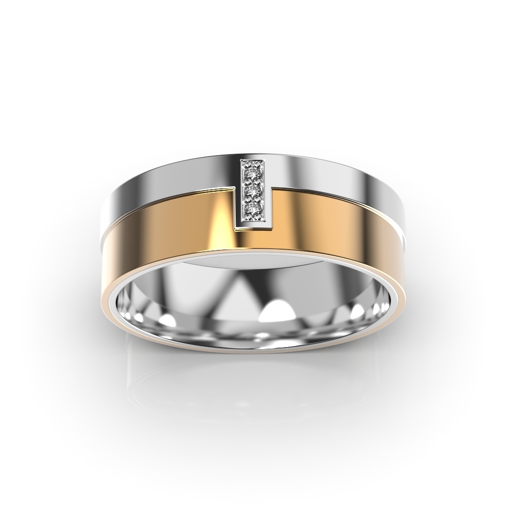 Mixed Metals Diamond Wedding Ring 225931121
