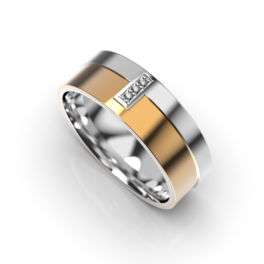 Mixed Metals Diamond Wedding Ring 225931121
