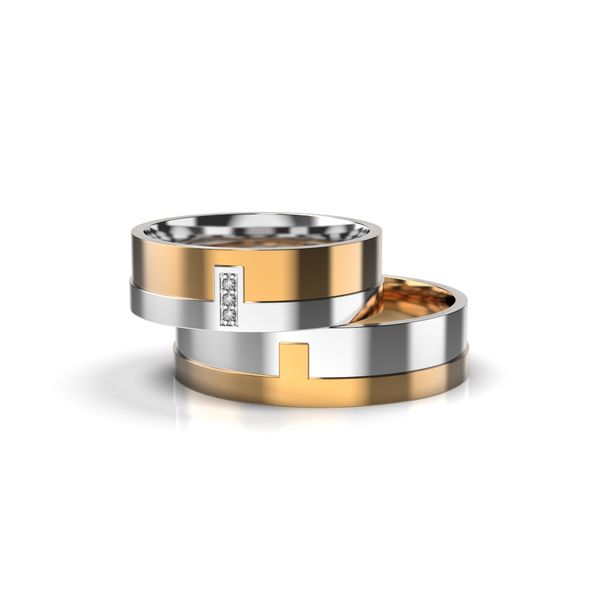 Обручка з комбінованих металів, з діамантами 225931121 від виробника ювелірних прикрас LUNET JEWELLERY по ціні 19 764 грн грн.