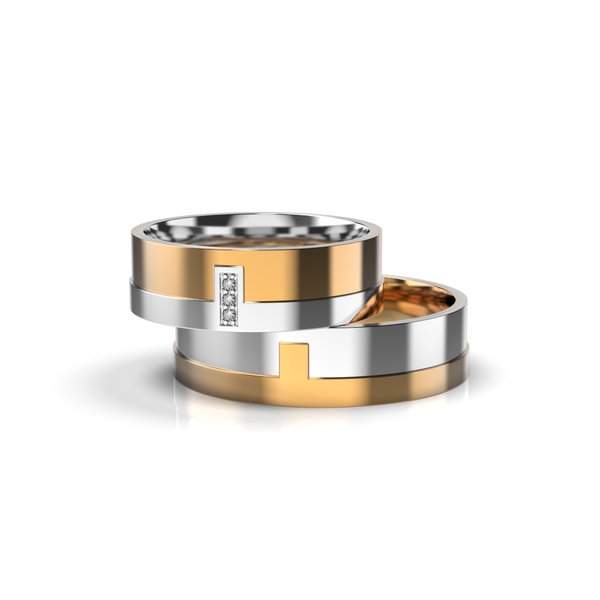 Mixed Metals Diamond Wedding Ring 225931121 from the manufacturer of jewelry LUNET JEWELERY at the price of 22 235 грн UAH.
