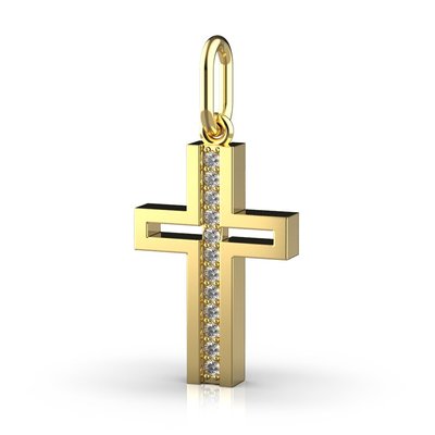 Крестик с красного золота, с бриллиантами 113862421