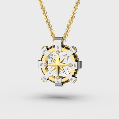 Gold Diamond Rose of Winds Pendant 139541121