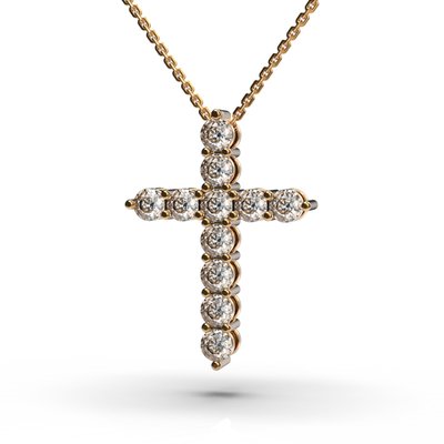 Кольє "Хрестик" з червоного золота, з діамантами 112142421 від виробника ювелірних прикрас LUNET JEWELLERY по ціні 28 507 грн грн.