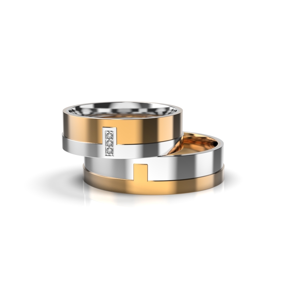 Mixed Metals Diamond Wedding Ring 225942421