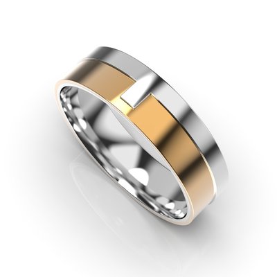 Обручальное кольцо с комбинированных металлов, без вставки 225911100 от производителя ювелирных украшений LUNET JEWELLERY по цене $468 грн.