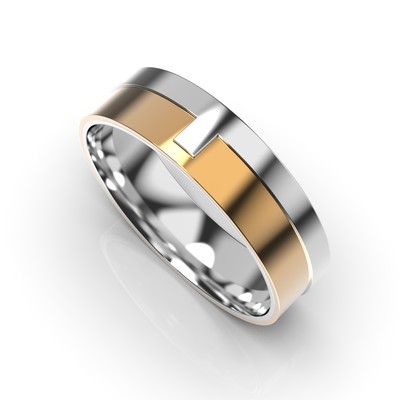 Обручальное кольцо с комбинированных металлов, без вставки 225911100 от производителя ювелирных украшений LUNET JEWELLERY по цене 16 848 грн грн.